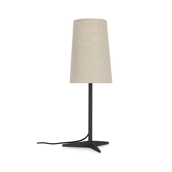 Černá/béžová kovová stolní lampa s textilním stínidlem (výška 60 cm) Assam – Bizzotto