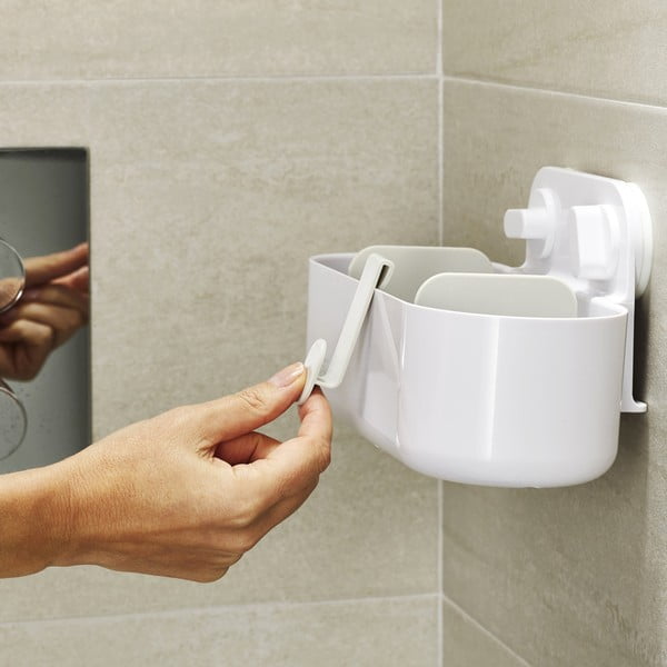 Bílá plastová koupelnová polička bez vrtání Duo – Joseph Joseph-image-3