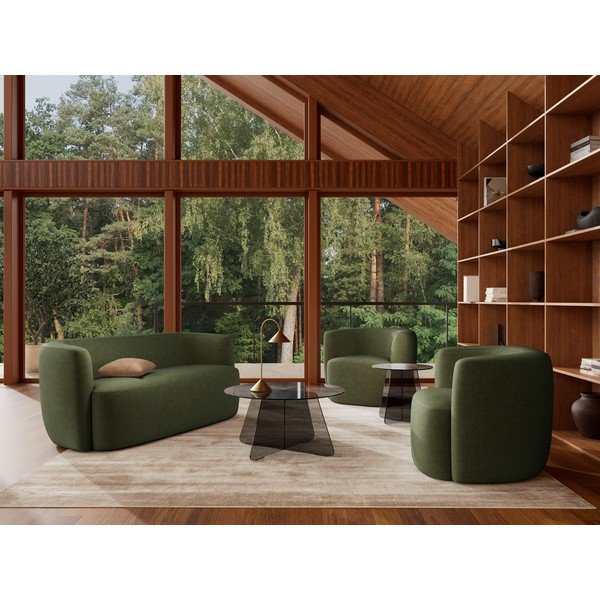 Šedý skleněný kulatý konferenční stolek ø 80 cm Samos – Actona-image-1