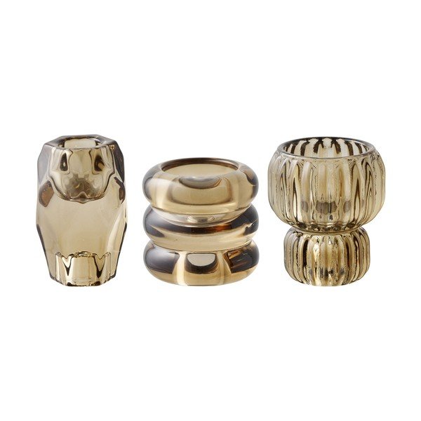 Skleněné svícny v sadě na čajovou svíčku 3 ks – House Nordic