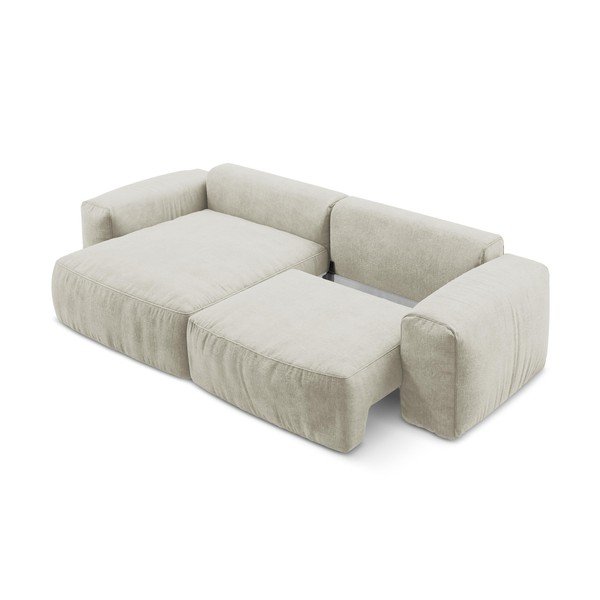 Béžová žinylková rozkládací rohová pohovka (levý roh/s lenoškou) Kuki – Makamii-image-4