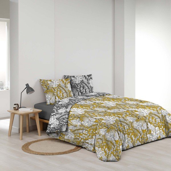 Žluté prodloužené povlečení na dvoulůžko z mikrovlákna 240x220 cm Calaos – douceur d'intérieur-image-2