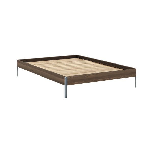 Hnědá dvoulůžková postel z borovicového dřeva s roštem 140x200 cm Core – Karup Design