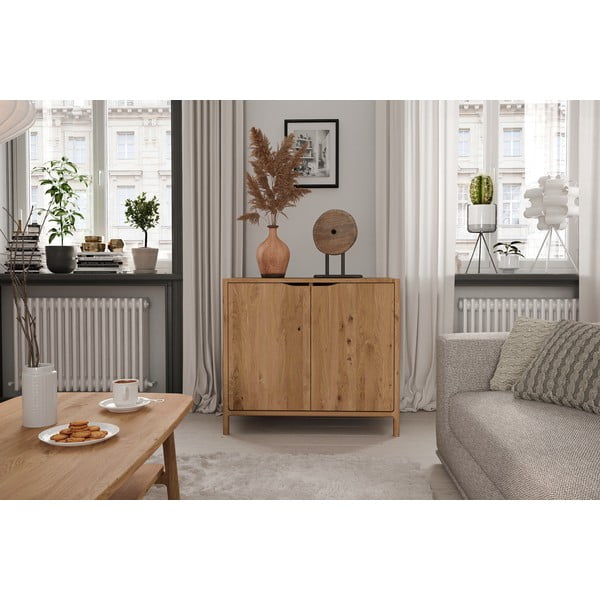 Skříňka z dubového dřeva v přírodní barvě 95x80 cm Twig – The Beds-image-3