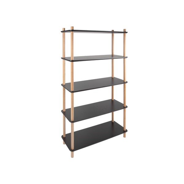Černý regál s bambusovými nohami Leitmotiv Cabinet Simplicity-image-2