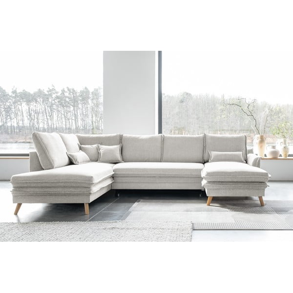 Béžová rozkládací rohová pohovka (levý roh/do "U") Charming Charlie – Miuform-image-1