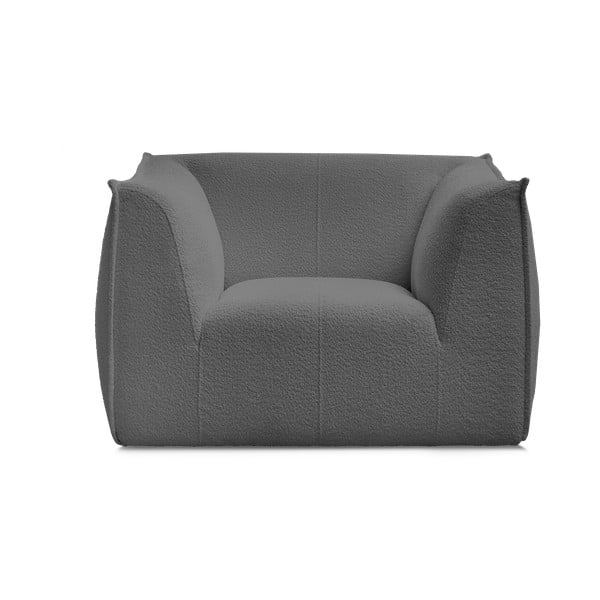 Tmavě šedé křeslo z textilie bouclé Giorgia – Bobochic Paris-image-3