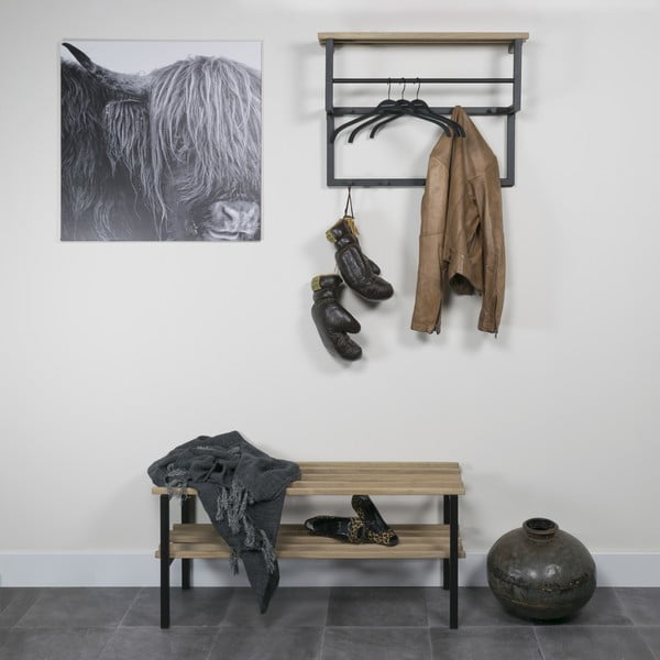 Černý/v přírodní barvě kovový botník 100x45x34 cm Rizzoli – Spinder Design-image-1