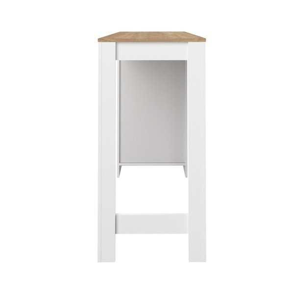 Bílý barový stolek s deskou v dekoru dubového dřeva TemaHome Aravis-image-4
