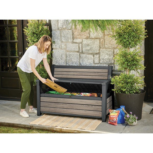 Hnědá plastová zahradní lavice Deco – Keter-image-4