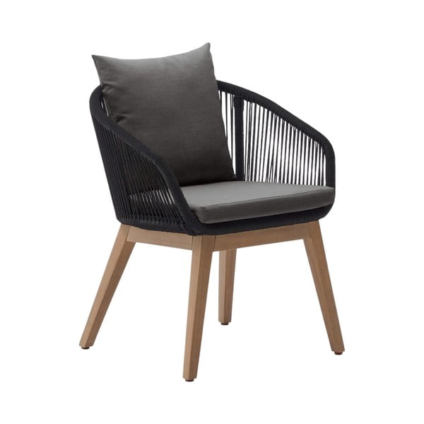 Černé dřevěné zahradní křeslo Portalo – Kave Home