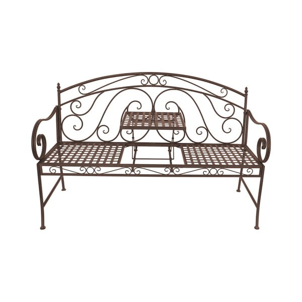 Hnědá kovová zahradní lavice Saket – Garden Pleasure-image-3