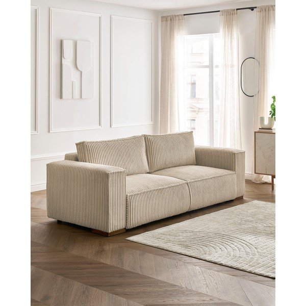 Světle hnědá manšestrová rozkládací/s úložným prostorem pohovka 244 cm Chelsea – Bobochic Paris-image-1