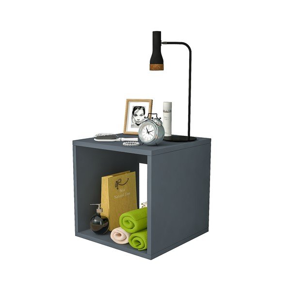 Šedý noční stolek Biga – Gauge Concept-image-1