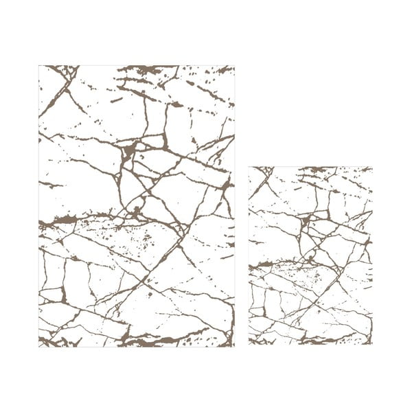 Bílo-hnědé koupelnové předložky v sadě 2 ks 60x100 cm Marble – Mila Home
