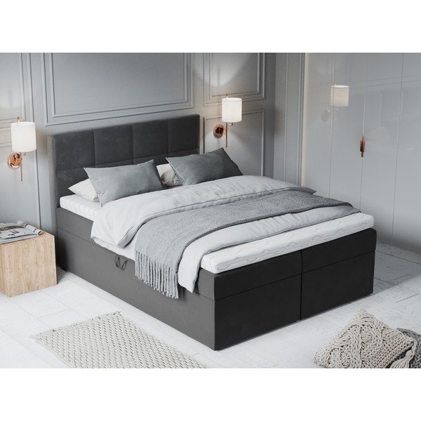 Tmavě šedá boxspring postel s úložným prostorem 180x200 cm Mimicry – Mazzini Beds-image-1