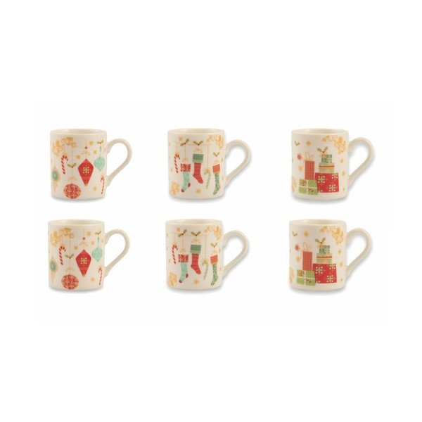 Sada 6 hrnků z kostního porcelánu Villa d'Este Sweetxmas Tazzine Caffe Albero