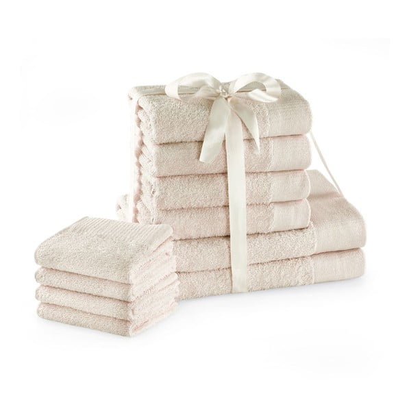 Krémové froté bavlněné ručníky a osušky v sadě 10 ks Amari – Restilo