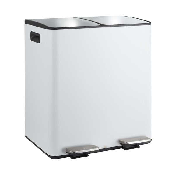 Matně bílý ocelový odpadkový koš 2x20 l na tříděný odpad/nášlapný   Aliya – Spirella