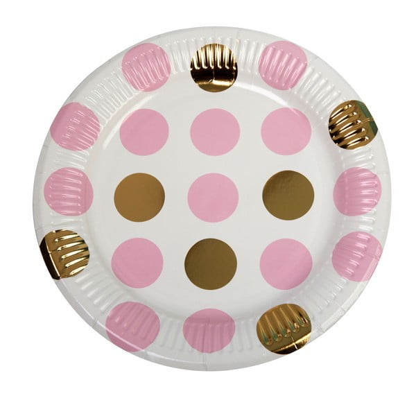Sada 8 růžových papírových talířů Neviti Pattern Works