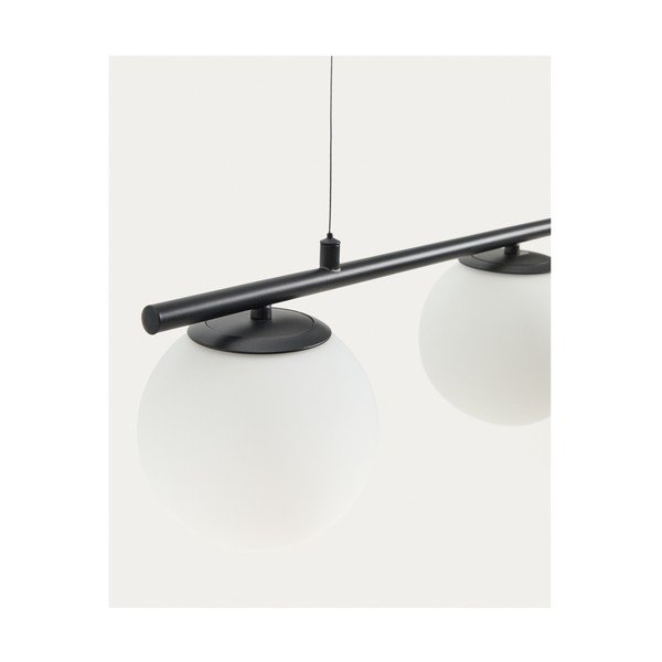 Bílé/černé kovové závěsné svítidlo se skleněným stínidlem Brisia – Kave Home-image-3
