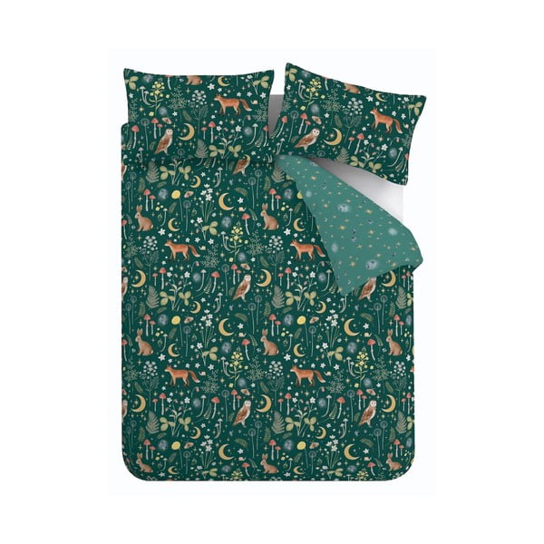 Prodloužené tmavě zelené povlečení na dvoulůžko 230x220 cm Enchanted Twilight – Catherine Lansfield