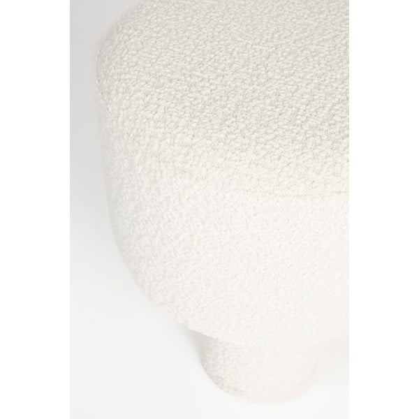Bílý taburet z textilie bouclé Marcos – White Label-image-2
