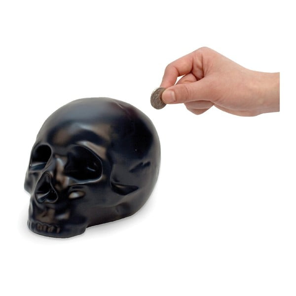Černá keramická pokladnička Kikkerland Coin Skull