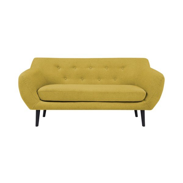 Žlutá dvoumístná pohovka s hnědými nohami Mazzini Sofas Piemont