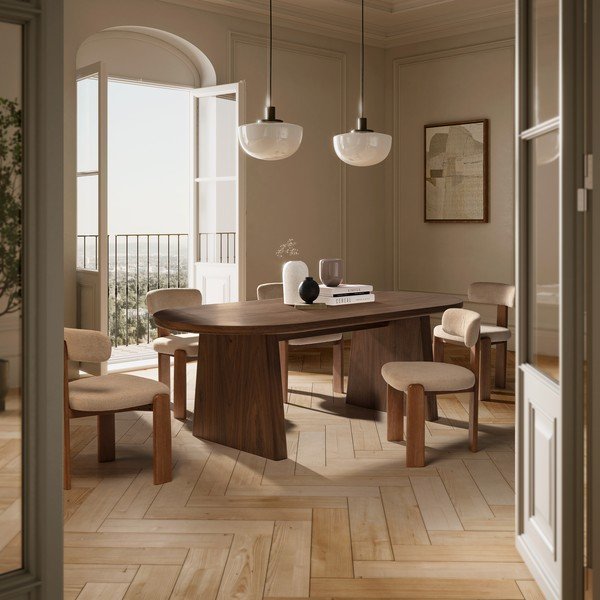 Krémové čalouněné jídelní židle v sadě 2 ks Nadia – MOME-image-1