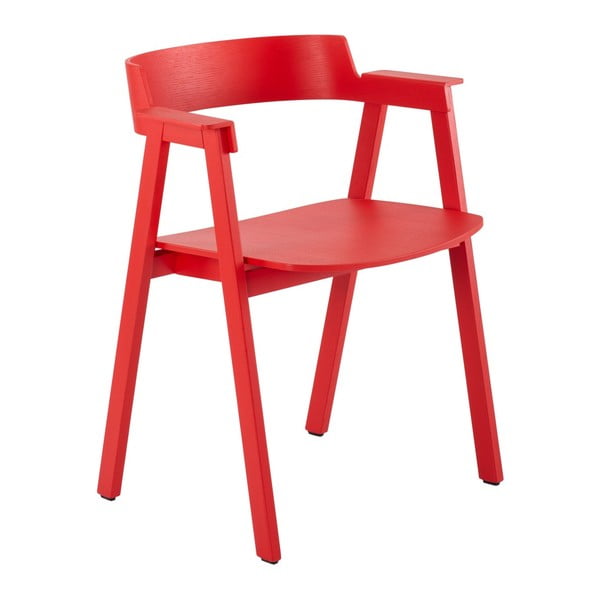 Červená jídelní židle s područkami z dubového dřeva Flip – Gazzda