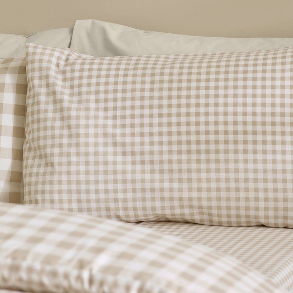 Béžové 3dílné povlečení na dvoulůžko/prodloužené 230x220 cm Bamford Gingham Check – Catherine Lansfield-image-4