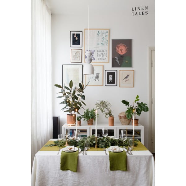 Bílý lněný ubrus Linen Tales Classic, 140 x 140 cm-image-1