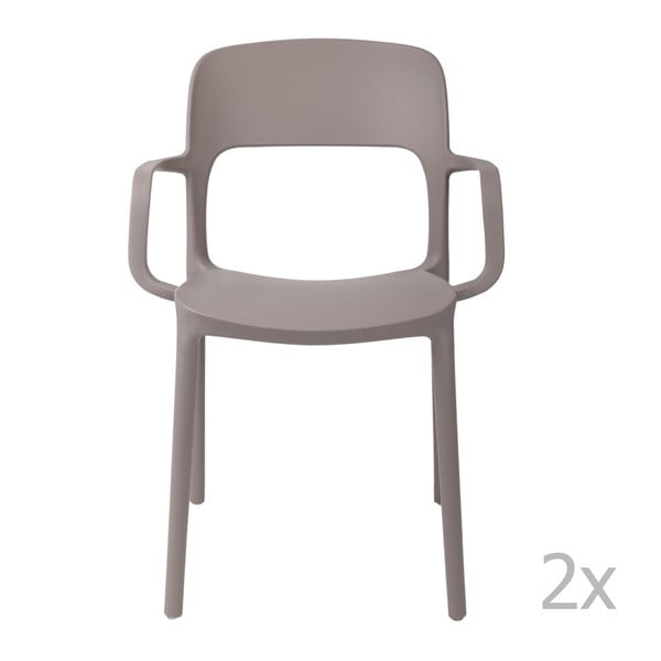 Sada 2 šedých židlí s opěrkami  D2 Flexi