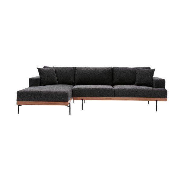 Antracitová rohová pohovka (levý roh) Liva – Balcab Home