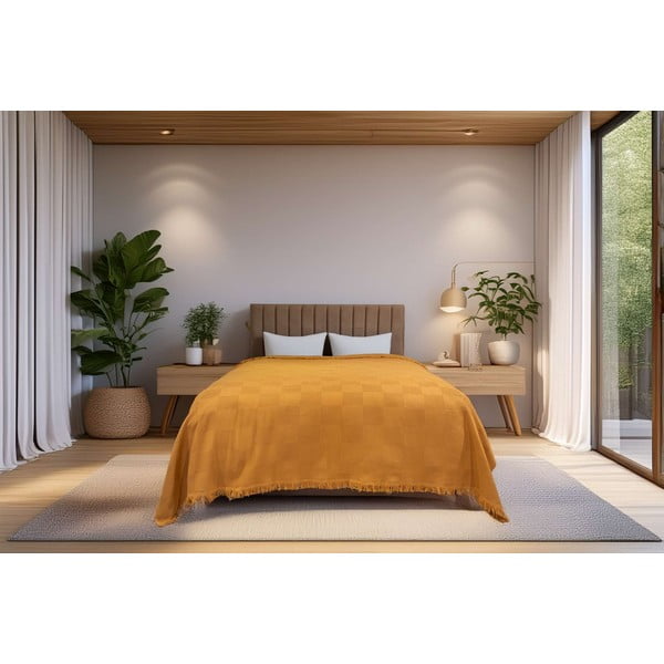 Bavlněný přehoz v měděné barvě 140x200 cm Russel – Mijolnir-image-1