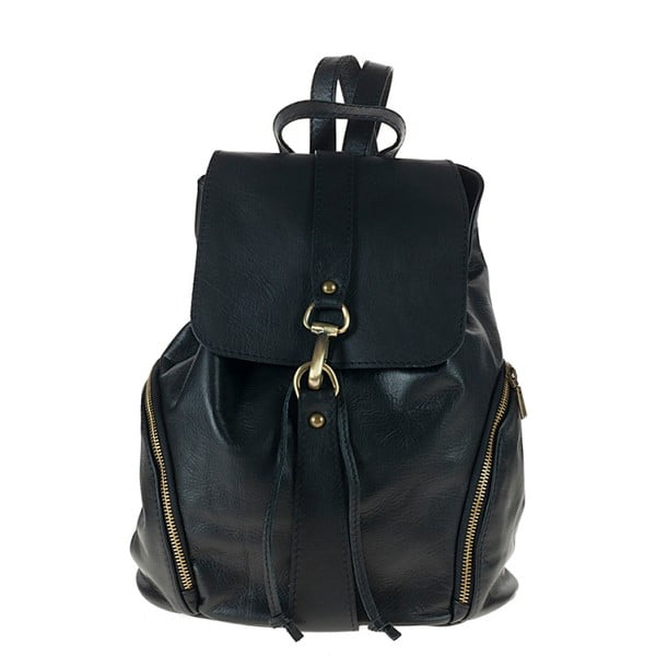 Černý kožený batoh Giulia Bags Vania