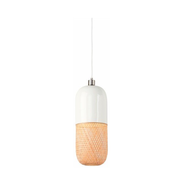 Bílohnědé bambusové dvojité závěsné svítidlo Good&Mojo Mekong, ⌀ 20 cm