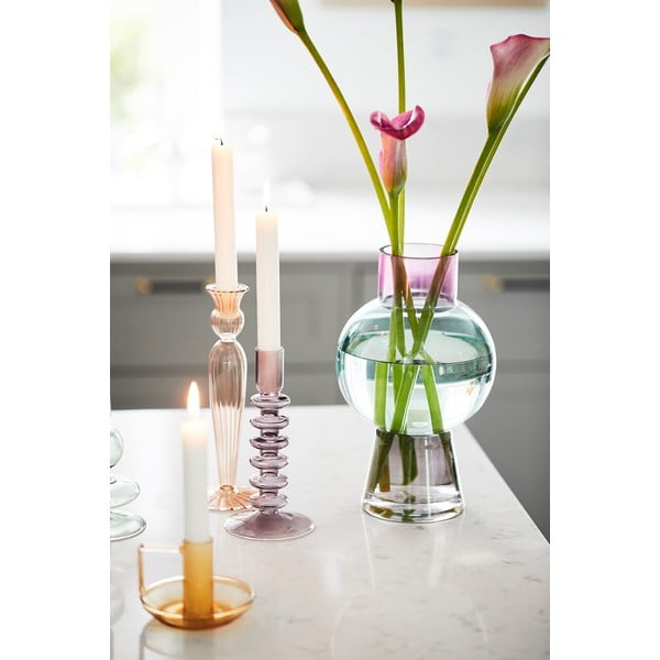 Růžový skleněný svícen Bahne & CO-image-3