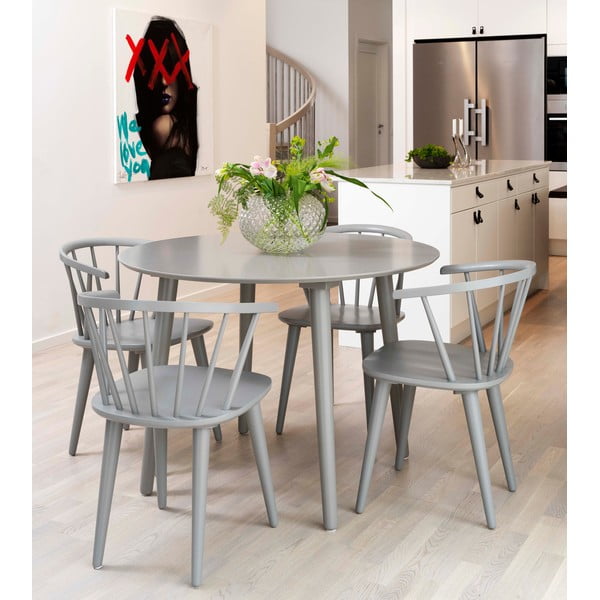 Světle šedá jídelní židle ze dřeva kaučukovníku Rowico Carmen-image-1