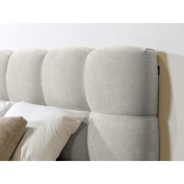 Světle šedá čalouněná dvoulůžková postel s roštem 160x200 cm Kumo – Bobochic Paris-image-1