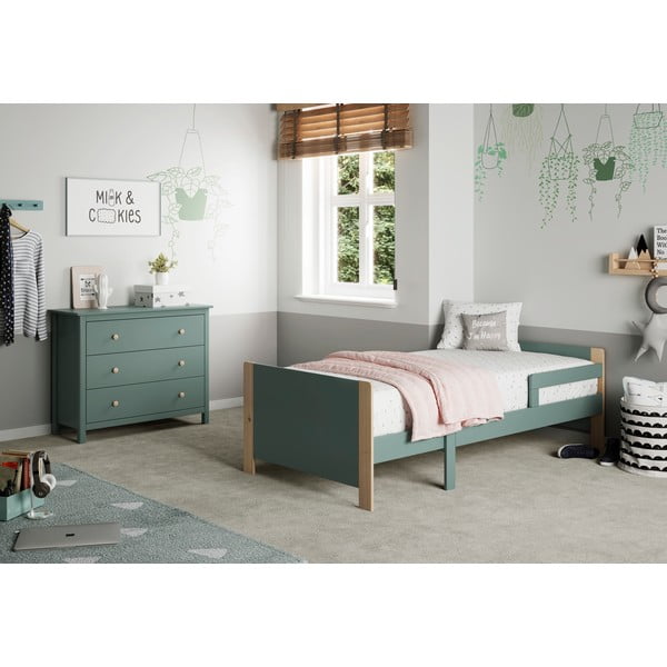 Nízká dětská komoda z borovicového dřeva v petrolejové barvě 100x80 cm Max – Marckeric-image-1