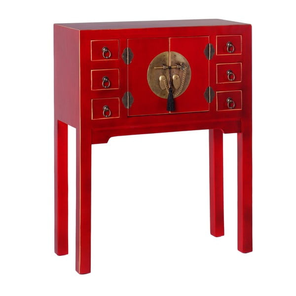 Červený konzolový stolek se 6 zásuvkami Ixia East