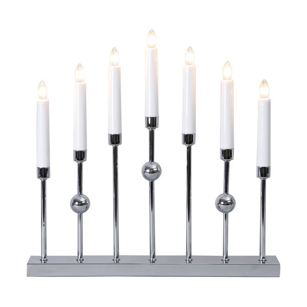 Svícen ve stříbrné barvě Star Trading Gustavo, výška 37 cm