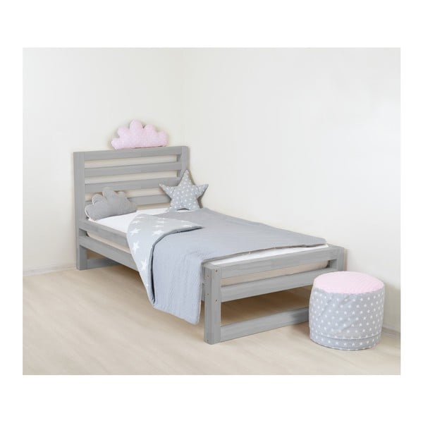 Dětská šedá dřevěná jednolůžková postel Benlemi DeLuxe, 160 x 90 cm