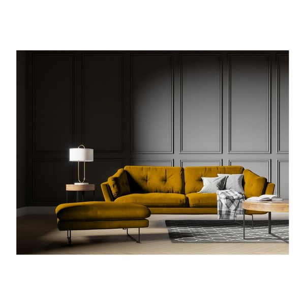Žlutý puf se sametovým potahem Windsor & Co Sofas Gravity-image-3