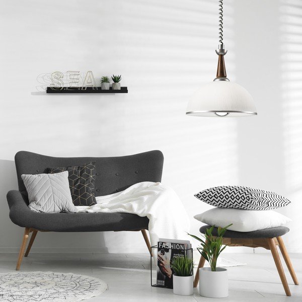 Závěsné svítidlo ve stříbrno-tmavě hnědé barvě se skleněným stínidlem ø 30 cm Ciara – LAMKUR-image-2