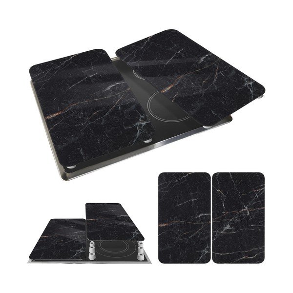 Kryty na sporák v sadě 2 ks z tvrzeného skla 52x30 cm Black Marble – Wenko-image-3