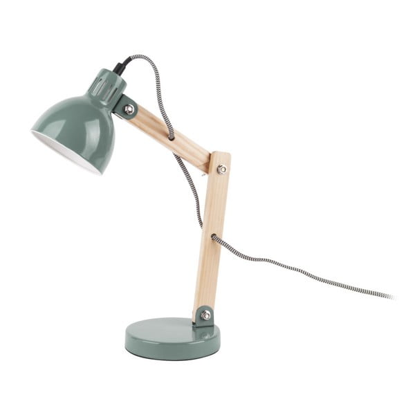 Zelená stolní lampa s dřevěnými detaily Leitmotiv Ogle