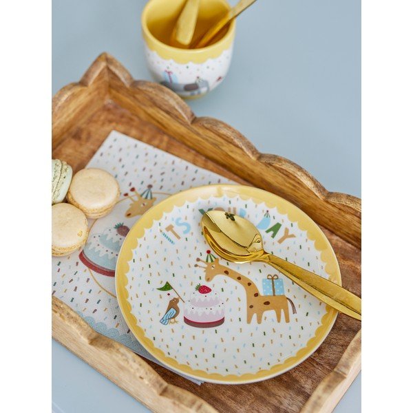 Žlutý/krémový dětský talíř z kameniny ø 16 cm Celebrate – Bloomingville Mini-image-1